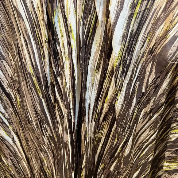 Ann Taylor mp brown white green sleeveless silk top high neck medium petite - Picture 4 of 9